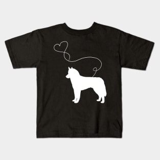 dog cute siberian husky heart Kids T-Shirt